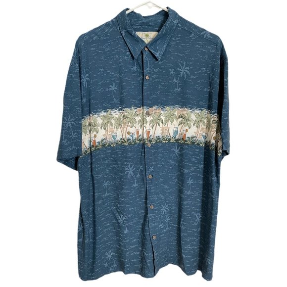 Vintage Island Shores Men's Hawaiian Surf Rayon Shirt Size XL Retro Palms - Picture 1 of 3